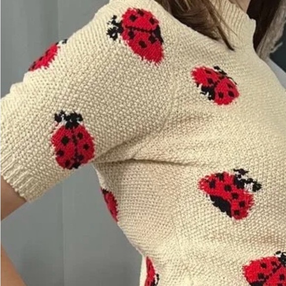 Maeve by Anthropologie Cream Ladybug Turtleneck Sweater XS - Picture 13 of 15